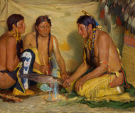 Making Sweet Grass Medicine, Blackfoot Ceremony 1920 by Joseph Henry Sharp Framed Print on Canvas