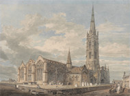 North East View of Grantham Church, Lincolnshire 1797 by Joseph Turner Framed Print on Canvas