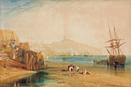 Scarborough town and castle: morning: boys catching crabs 1810 by Joseph Turner Framed Print on Canvas