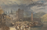 A View of Boppart, with Figures on the River Bank 1819 by Joseph Turner Framed Print on Canvas