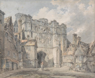 Christ Church Gate, Canterbury 1793 by Joseph Turner Framed Print on Canvas