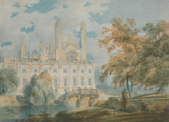 Clare Hall and King’s College Chapel, Cambridge, from the Banks of the River Cam 1793 by Joseph Turner Framed Print on Canvas