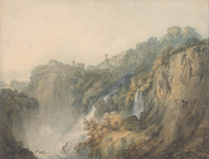 Tivoli with the Temple of the Sybil and the Cascades 1796 by Joseph Turner Framed Print on Canvas