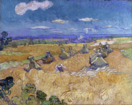 Wheat Stacks with Reaper 1888 by Vincent van Gogh Framed Print on Canvas