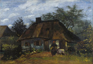 Cottage and Woman with Goat / Farmhouse in Nuenen 1885 by Vincent van Gogh Framed Print on Canvas