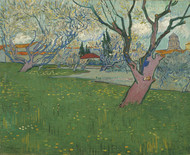 Orchards in blossom, view of Arles 1889 by Vincent van Gogh Framed Print on Canvas