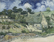 Thatched Cottages at Cordeville 1890 by Vincent van Gogh Framed Print on Canvas