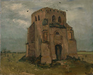 The old church tower at Nuenen (The peasants' churchyard) 1885 by Vincent van Gogh Framed Print on Canvas