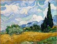 Wheat Field with Cypresses 1889 by Vincent van Gogh Framed Print on Canvas