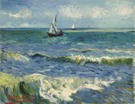 Seascape near Les Saintes-Maries-de-la-Mer 1888 by Vincent van Gogh Framed Print on Canvas