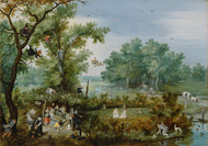 A Merry Company in an Arbor 1615 by Adriaen van de Venne Framed Print on Canvas