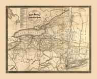 1870 Map of the railroads of the state of New York Framed Print on Canvas