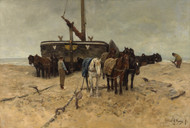 Fishing boat on the beach 1882 by Anton Mauve Framed Print on Canvas