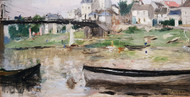 Boats on the River Seine 1879 by Berthe Morisot Framed Print on Canvas