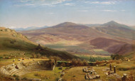 The Amphitheatre of Tusculum and Albano Mountains, Rome 1860 by Worthington Whittredge Framed Print on Canvas