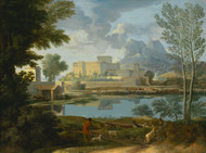 Landscape with a Calm 1650 by Nicolas Poussin Framed Print on Canvas