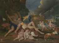 Venus and Adonis 1628 by Nicolas Poussin Framed Print on Canvas