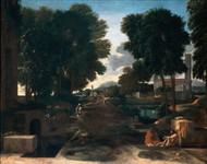 Landscape with Travellers Resting, known as A Roman Road 1648 by Nicolas Poussin Framed Print on Canvas