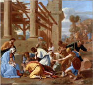 The Adoration of the Magi by Nicolas Poussin Framed Print on Canvas