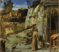 Saint Francis in the Desert 1480 by Giovanni Bellini Framed Print on Canvas