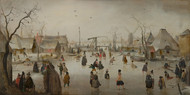 Ice-skating in a Village 1610 by Hendrick Avercamp Framed Print on Canvas