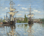 Ships Riding on the Seine at Rouen 1872 by Claude Monet Framed Print on Canvas