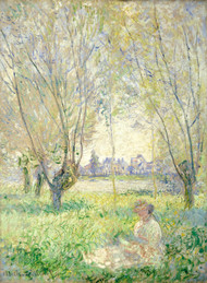 Woman Seated under the Willows 1880 by Claude Monet Framed Print on Canvas