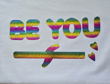 Be You Rainbow Glitter Tank Top Cotton Blend White