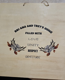 12x14 Home Placard Pressed Wood Heat Transfer design Custom