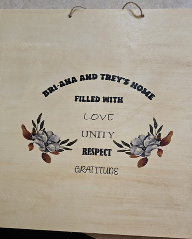 12x14 Home Placard Pressed Wood Heat Transfer design Custom