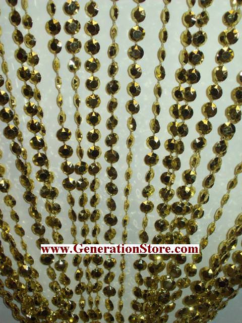 Gold Iridescent Diamond Beaded Curtains 3 Feet By 12 Feet
