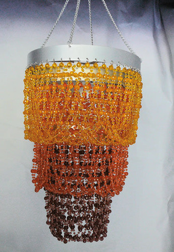 Orange Amp Brown Mini Party Bead Chandelier 3 Tiers Beaded