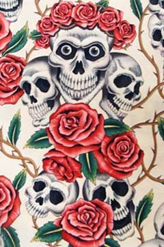 1004 SKULLS PINK ROSE TATTOOO