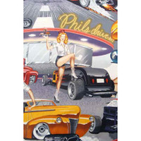3151 CARS PHIL'S DRIVE IN 102 PIN UP GIRL FABRIC PATTERN