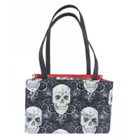 BX1049 "SHINY METALIK SKULLS" GOTHIC ROCKABILLY