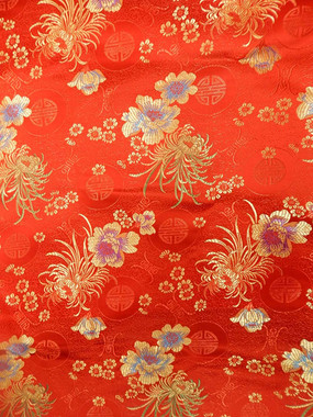 4447 GOLD RED FLOWERS