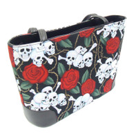 LBB 1007 SKULLS RED ROSE PATTERN LARGE BUCKET