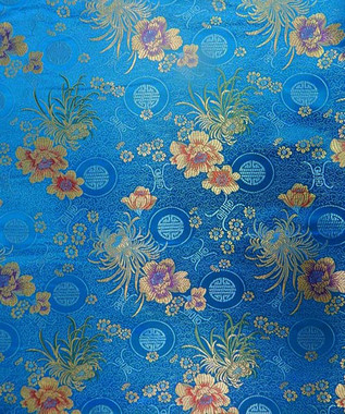 4441 ASIAN GOLDEN FLOWERS TURQUOISE