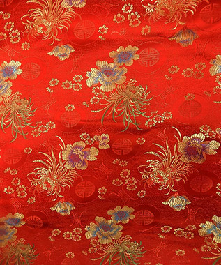 4447 ASIAN GOLDEN FLOWERS RED
