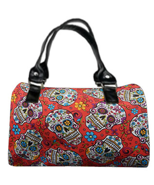 DRB 1048 FOLKLORIC SUGAR SKULLS RED