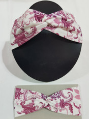 Floral Twist Headband - White/Pink