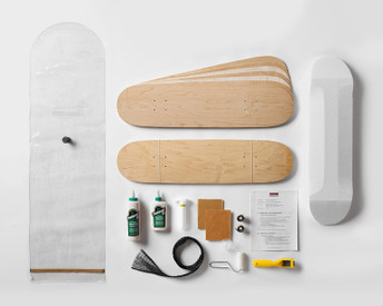 This kit is designed for teachers as it includes a mini-curriculum plus everything to make 2 double-concave 7-layer skateboards.