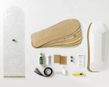 Kit contains everything you need to make one Old-School style skateboard: 100% Canadian maple veneer sheets, mold for shaping, glue, roller, Thin Air Press and finishing tools