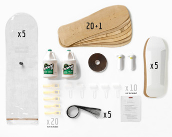This Multi-Pack provides enough material for a group of 2, 10 or 20 students to all build Old School boards. 