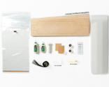 Kit contains everything you need to make 1 of 8 possible Multiboard skateboards: Canadian maple veneer sheets, mold for shaping, glue, and Thin Air Press