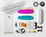 Roarockit's first ever complete teacher's kit featuring trucks and wheels from Longboard Living! This kit is designed for teachers as it includes a mini-curriculum plus everything everything you need to make 2 Lil'Rockit decks: 100% Canadian maple veneer sheets, mold for shaping, glue, roller, Thin Air Press, finishing tools, and grip tape, along with trucks, wheels, bearings, and hardware for one complete board. Add a second set for only $99.95! 