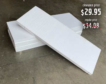 Each foam slab is approximately 1" thick, 25.5" long, and 9.5" wide.