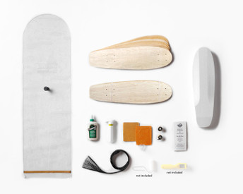 This kit contains everything you need to make Lil'Rockit boards: 100% Canadian maple veneer sheets, mold for shaping, glue, and Thin Air Press