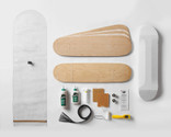 Kit contains everything you need to make 2 Street Decks: 100% Canadian maple veneer sheets, mold for shaping, glue, roller, Thin Air Press and finishing tools