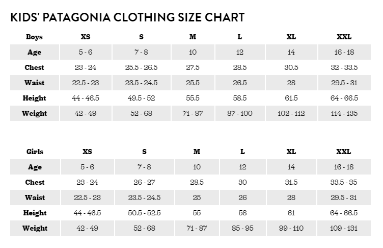 patagonia jacket size chart,therugbycatalog.com